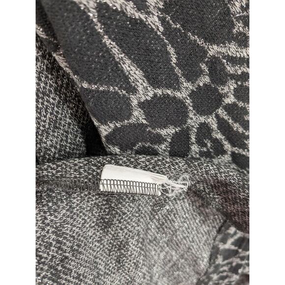 Ruby Rd Open Front Cardigan L Black White Waterfall Draped Animal Print Flowy - Picture 5 of 9